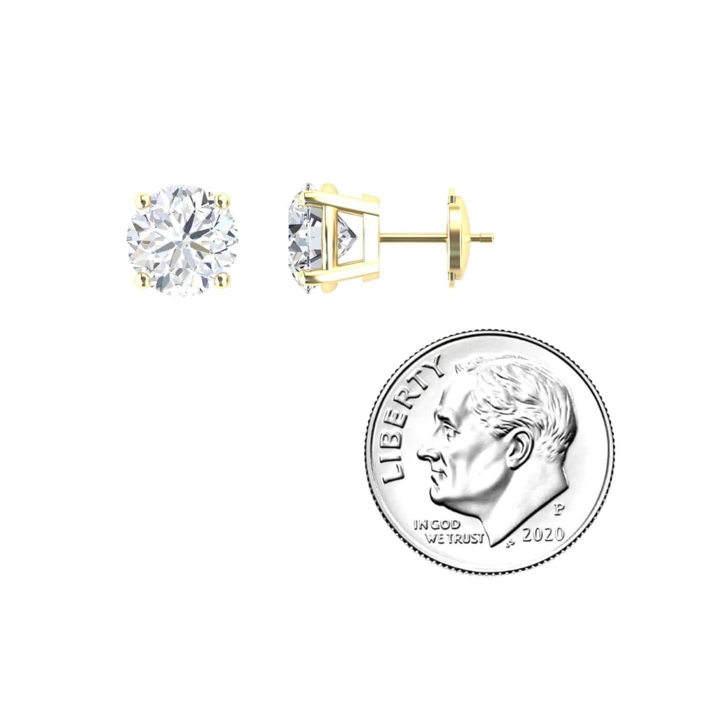 White Diamond Classic Four-Prong Stud Earrings - Krisha