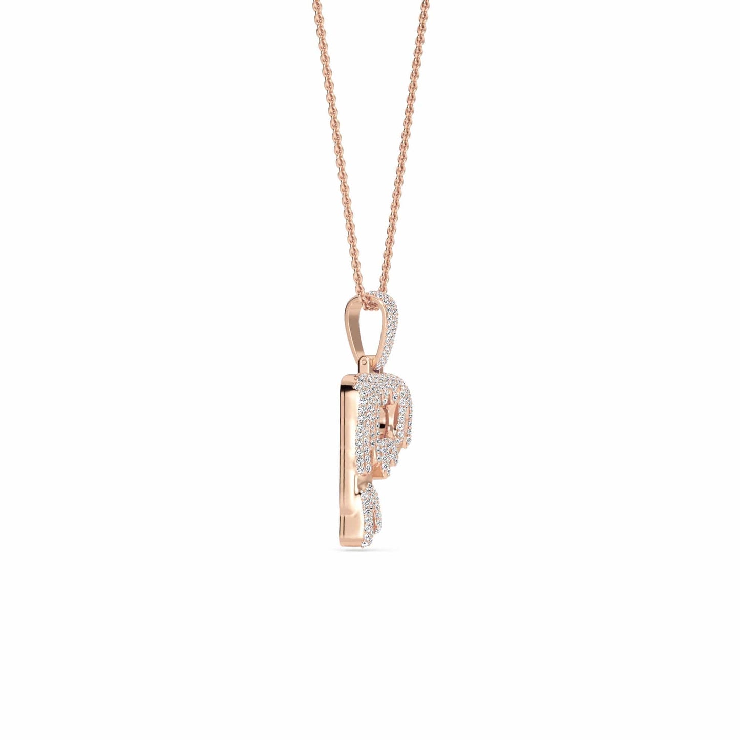 P Initial Dripping Diamond Pendant Necklace - Peng