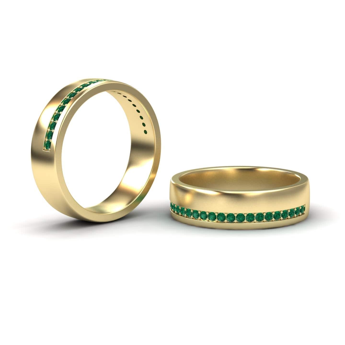 Men's Emerald Channel-Set Wedding Band - Yan