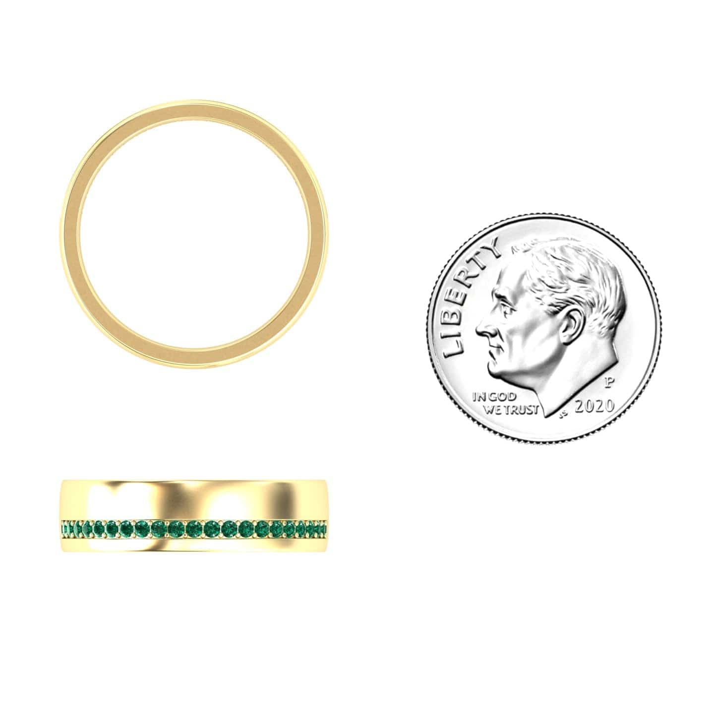 Men's Emerald Channel-Set Wedding Band - Yan