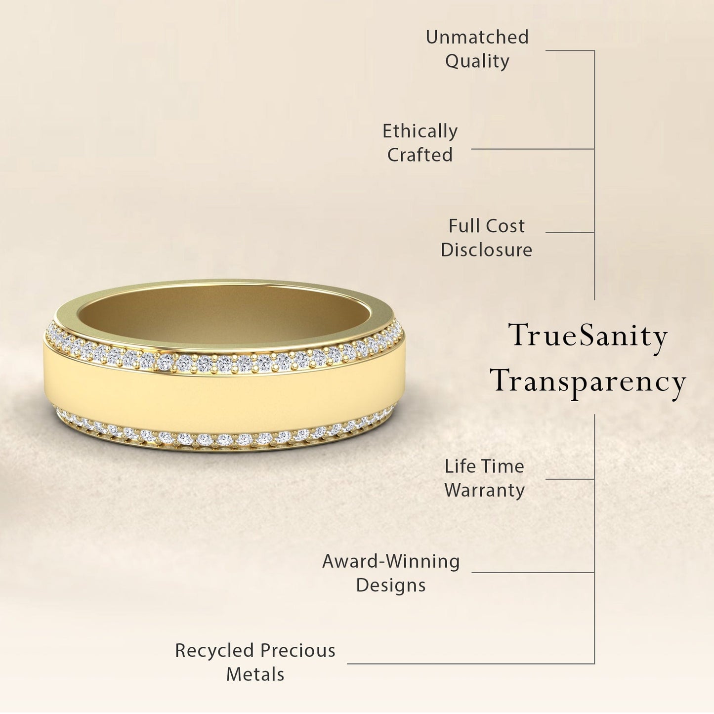 White Diamond 6mm Eternity Wedding Ring - Caleb