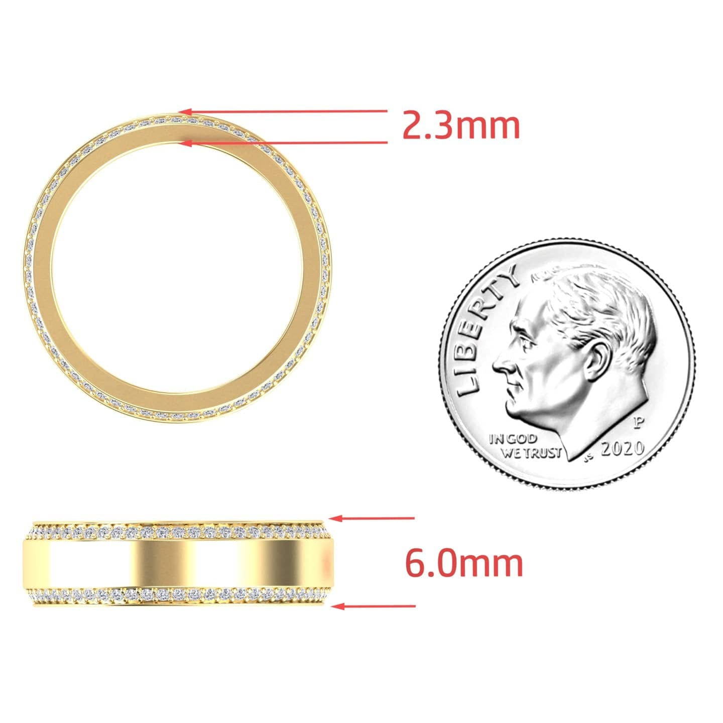 White Diamond 6mm Eternity Wedding Ring - Caleb