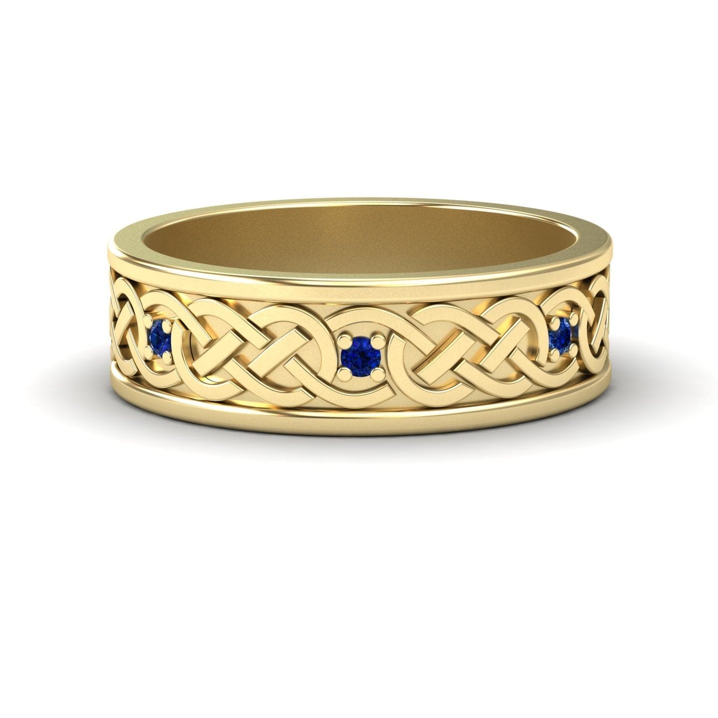 Blue Sapphire Celtic Knot Wedding Band - Li Mei