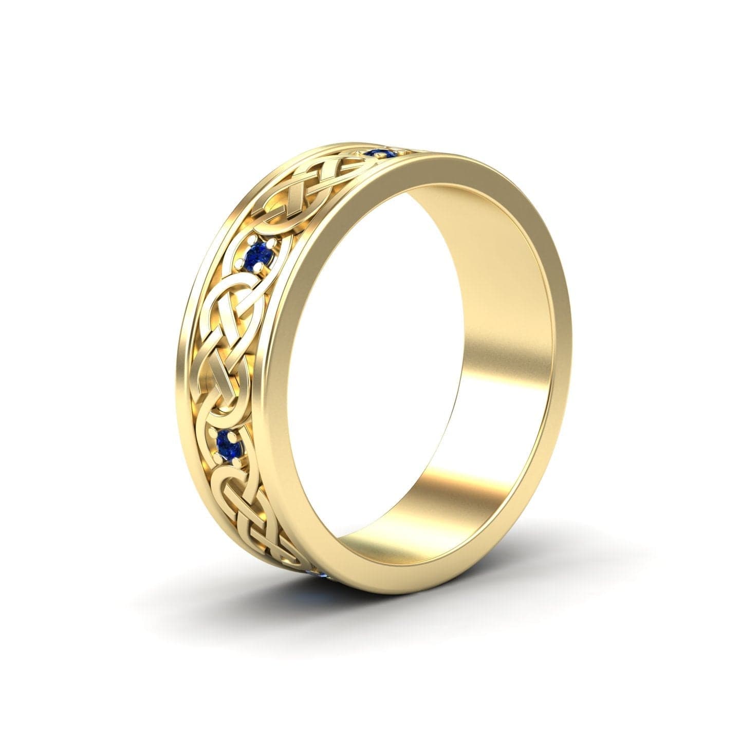 Blue Sapphire Celtic Knot Wedding Band - Li Mei