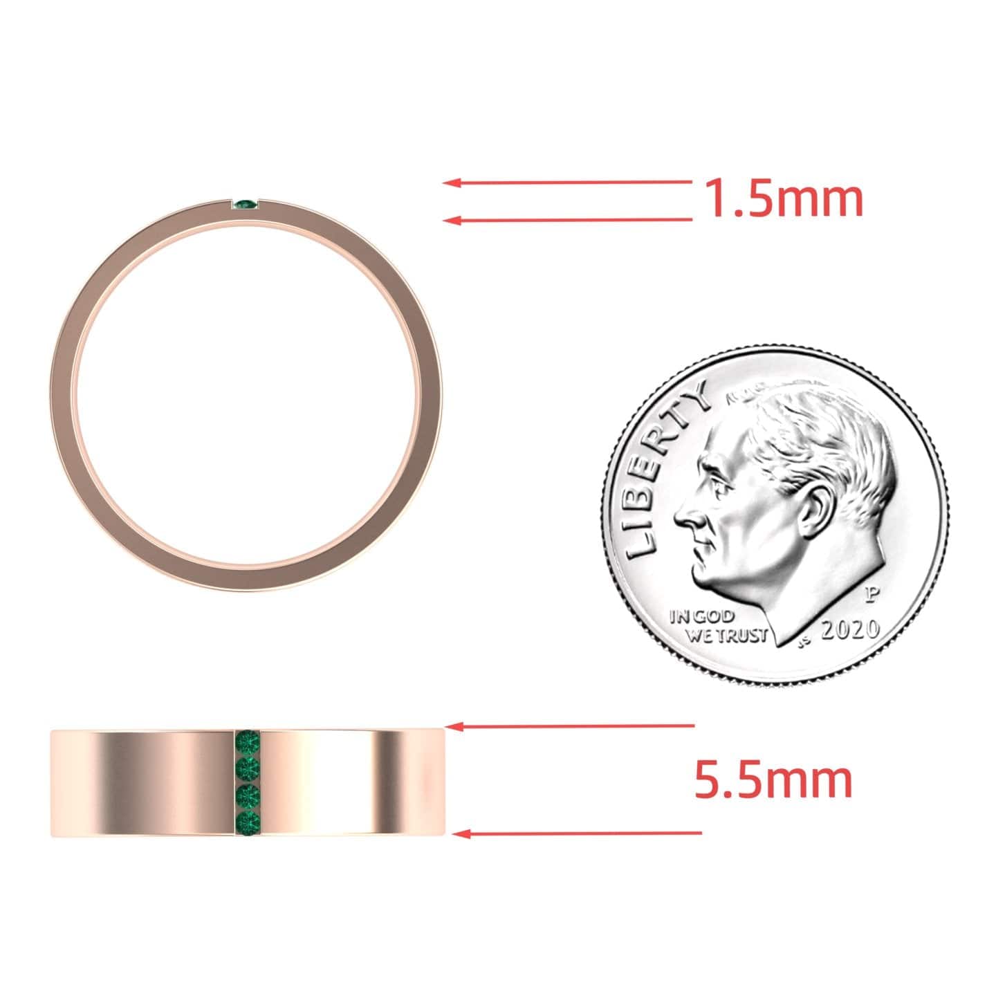 Men's 5.5mm Emerald Wedding Ring - Chase