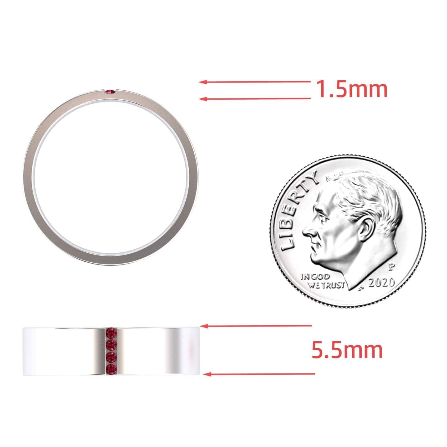 Men's 5.5mm Ruby Wedding Ring - Chase