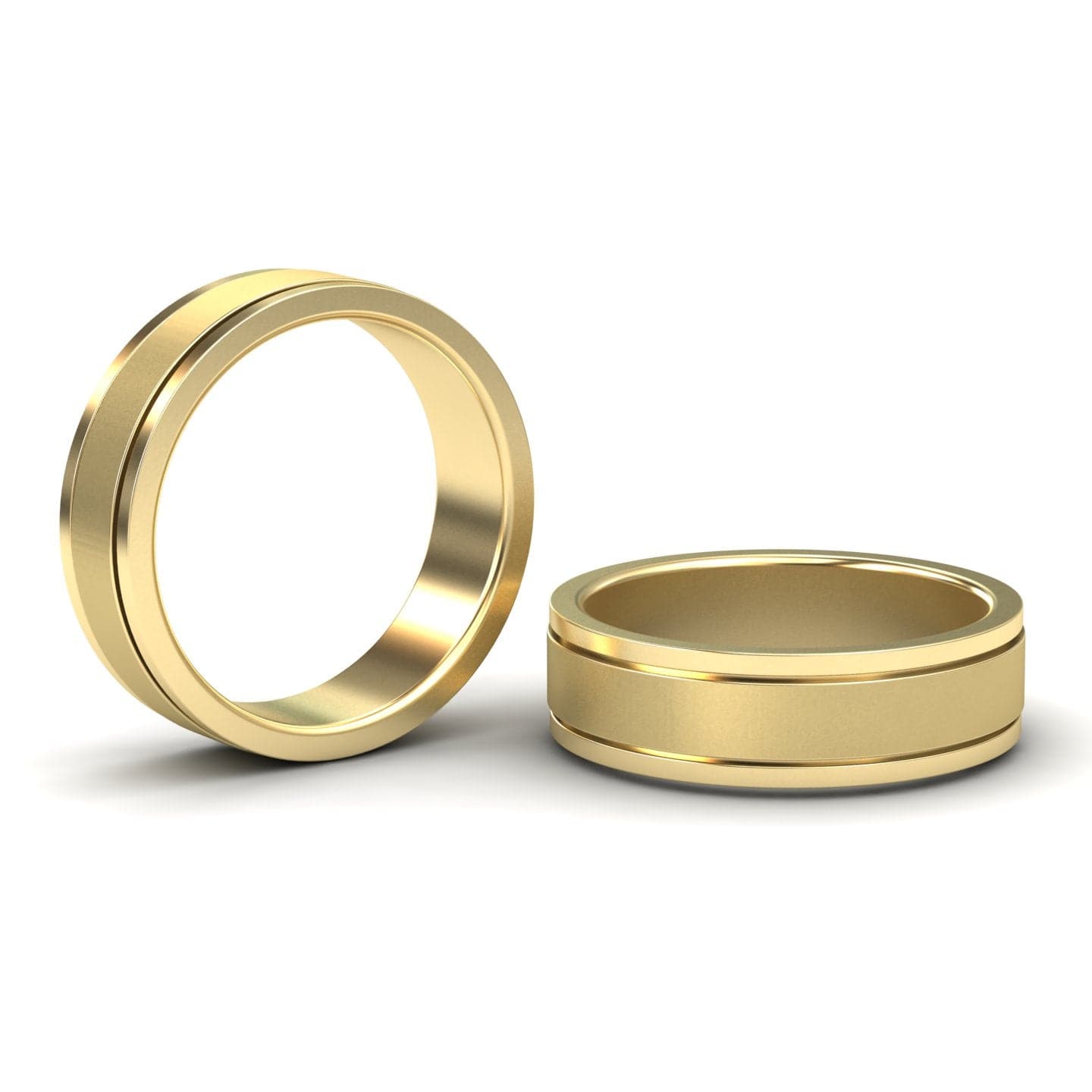 Grooved 6mm Comfort fit Wedding Band Front & Side angle view