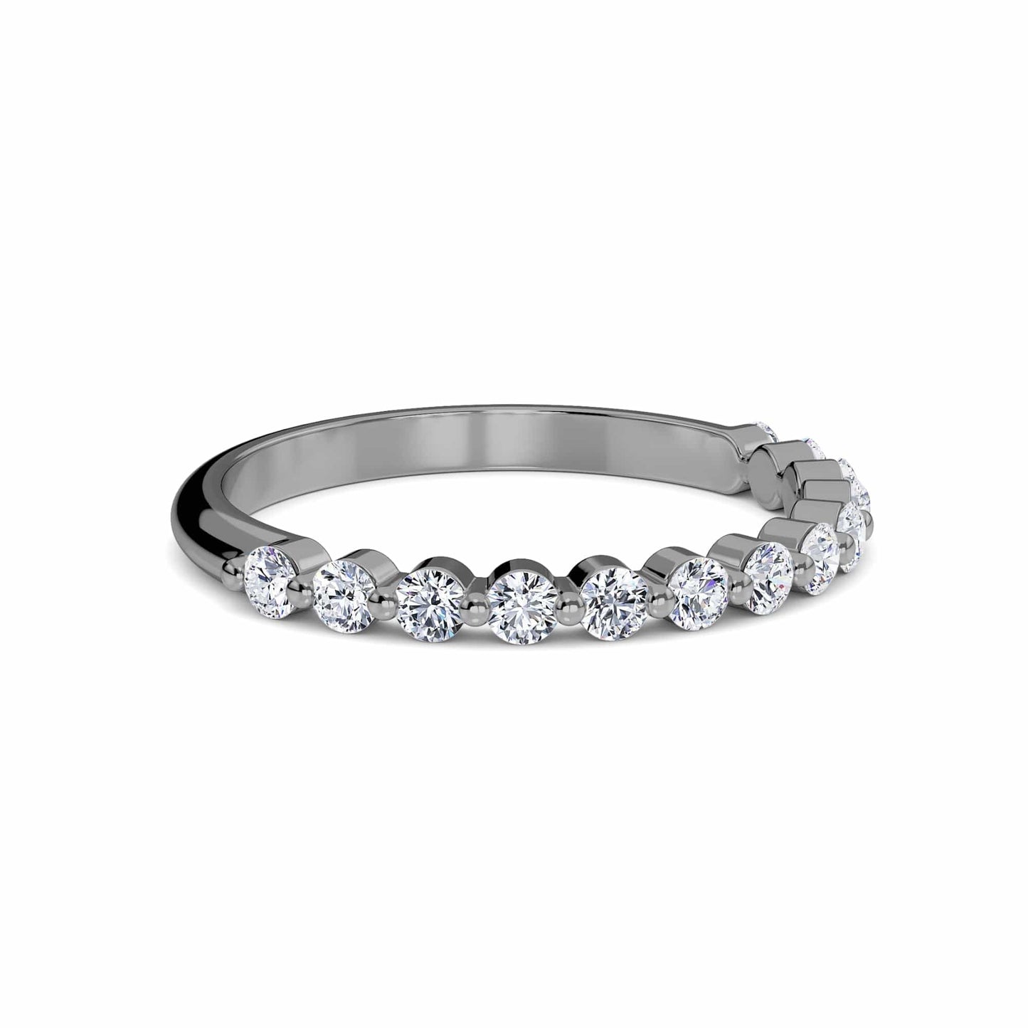 White Diamond Classic Scalloped Eternity Band Ring - Viviana