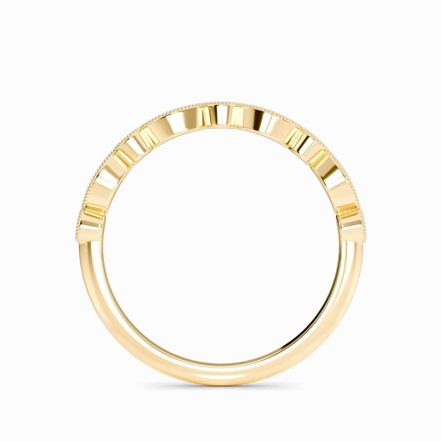 White Diamond Vintage Milgrain Band - Delaney