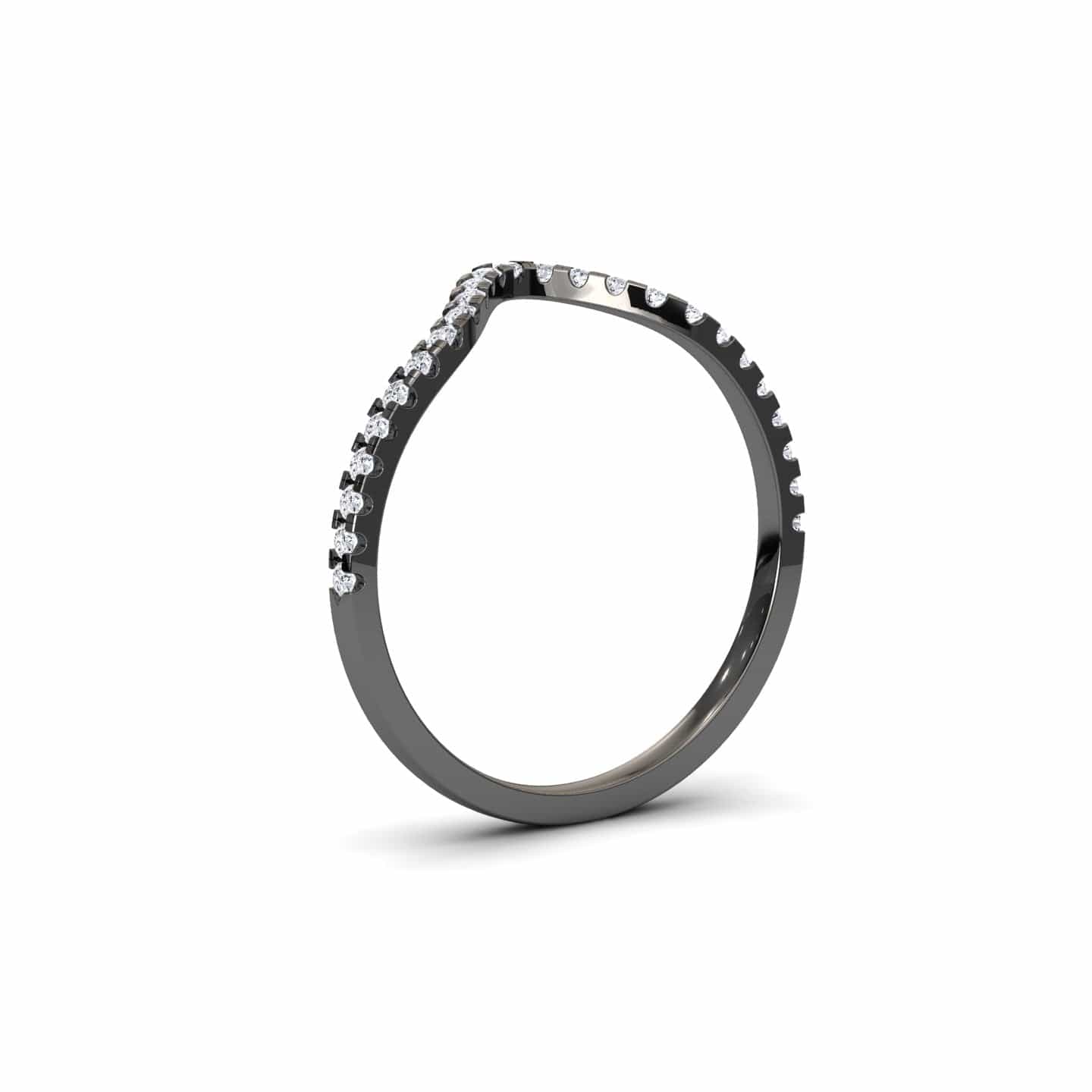 White Diamond Unique Contour Wedding Band - Ruihua
