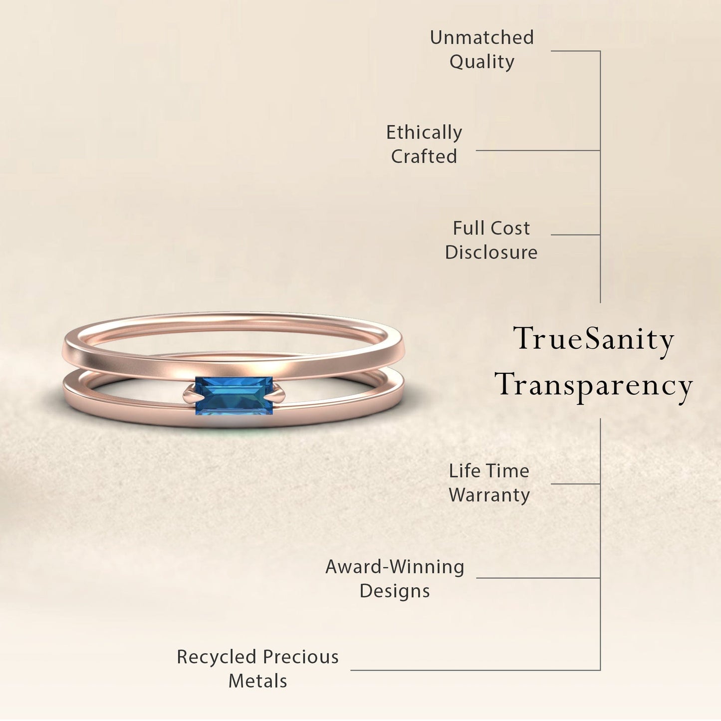 London Blue Topaz Minimalist Double Band Ring - Alia