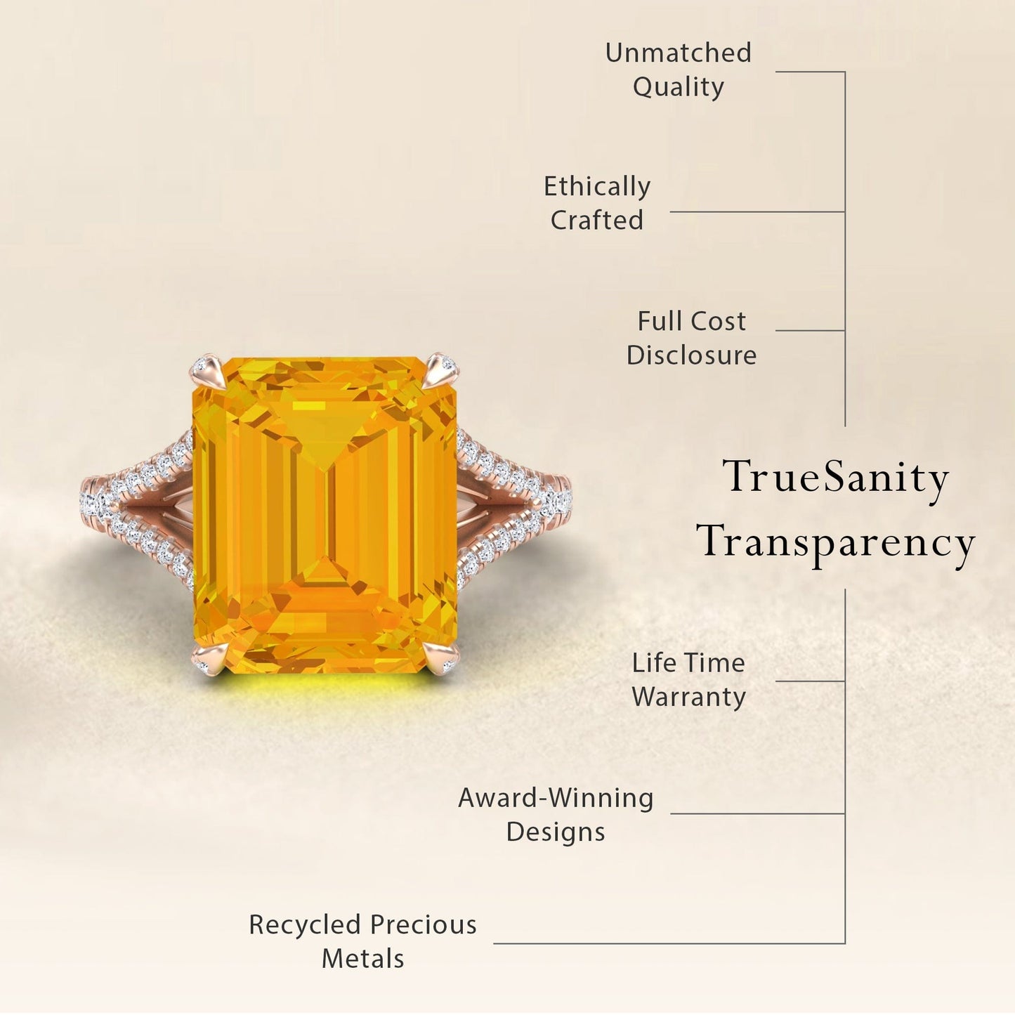 Citrine & Diamond Cocktail Ring - Ziya