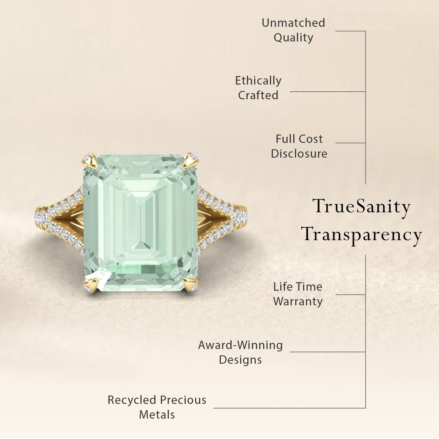 Green Amethyst & Diamond Cocktail Ring - Ziya