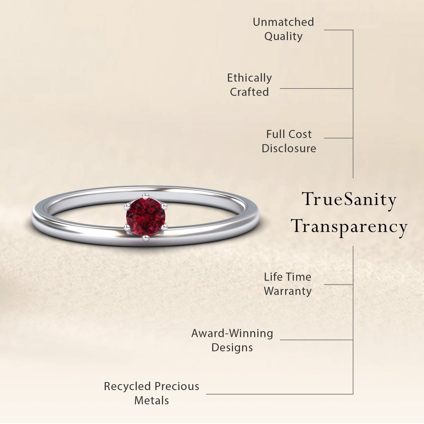 Ruby Solitaire Petite Ring - Faria