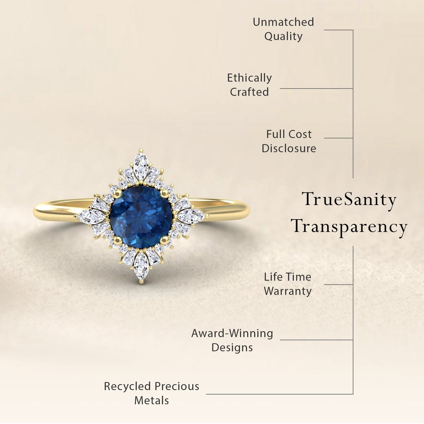London Blue Topaz & Diamond Vintage-Inspired Starburst Ring - Delia