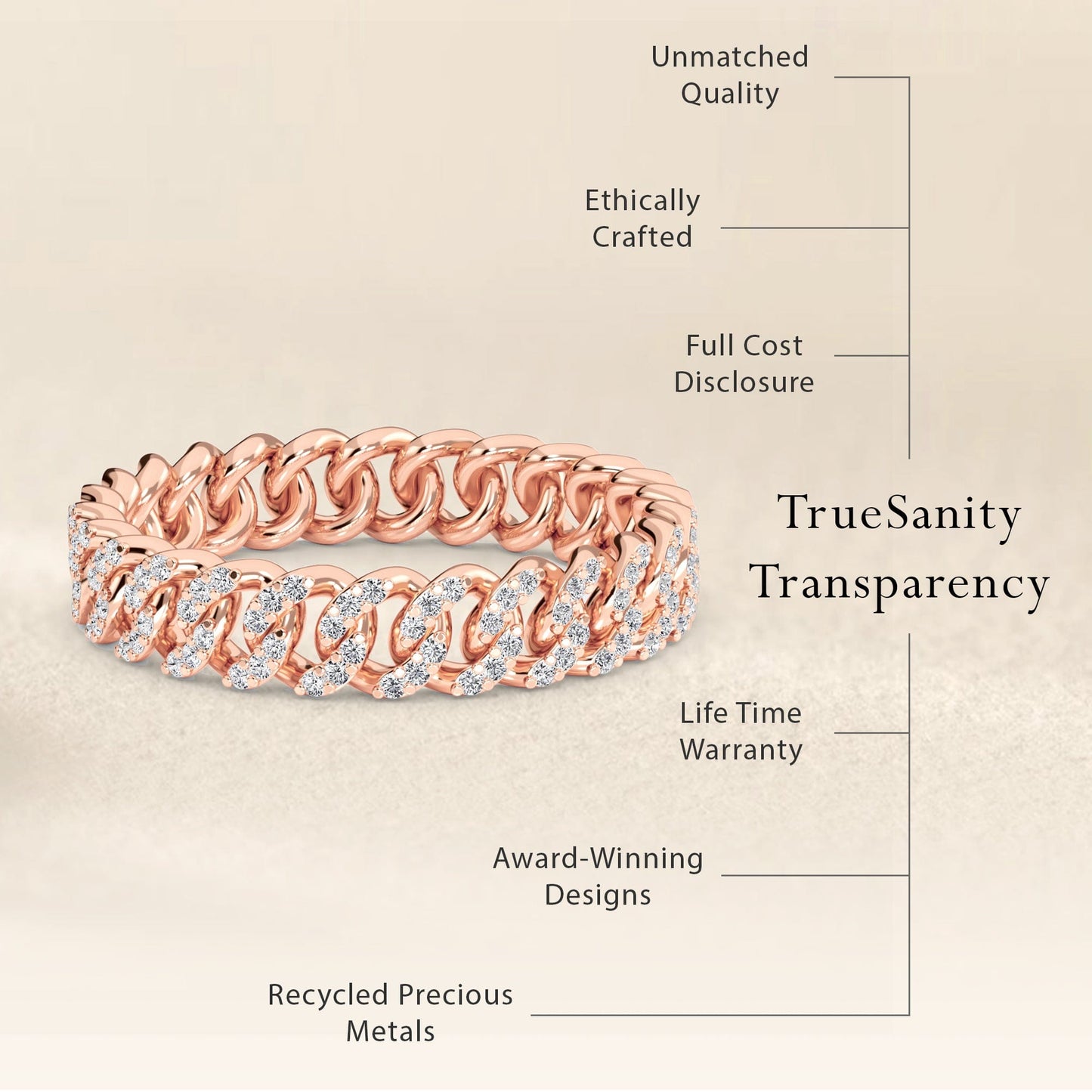 White Diamond Chain Link Ring - Ines