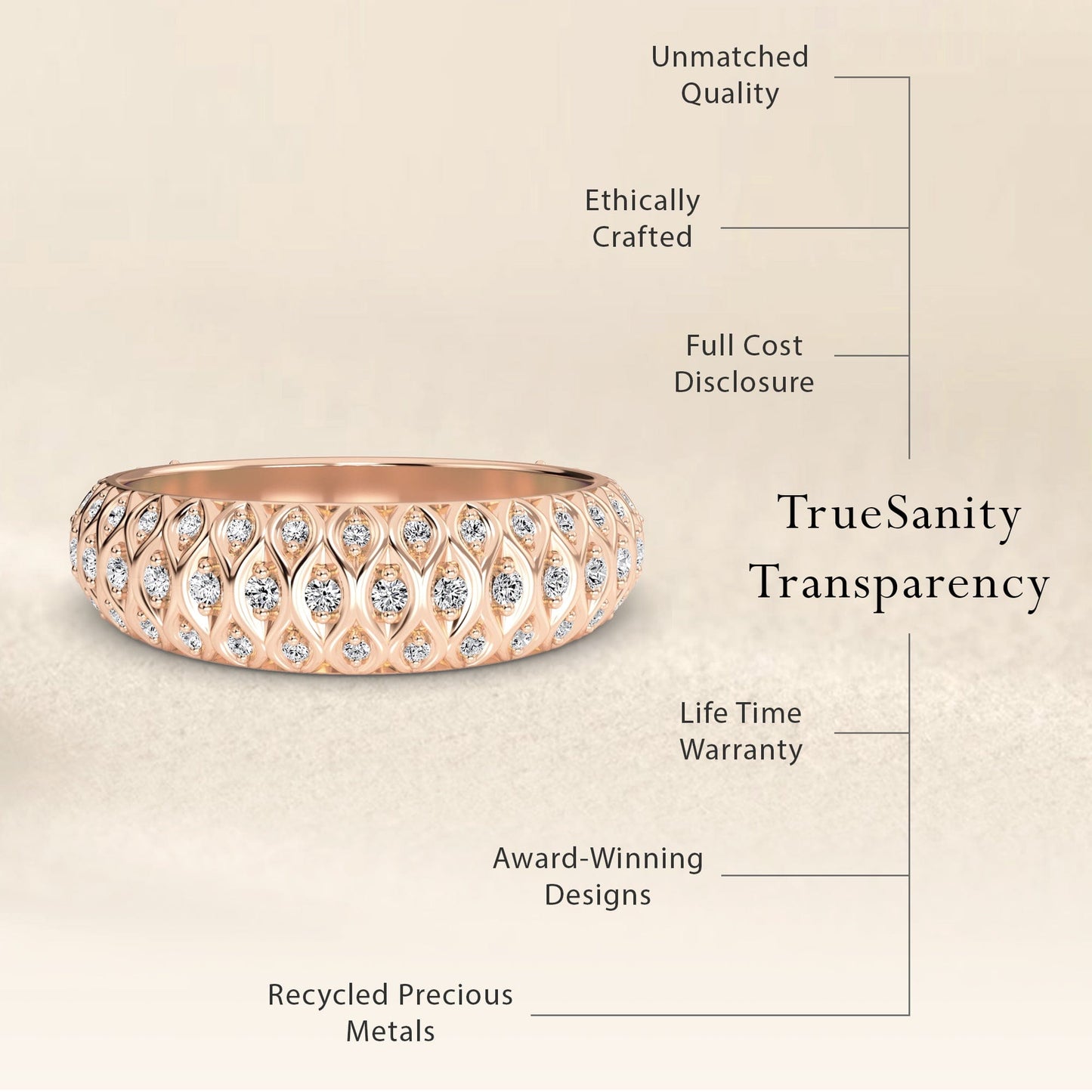 White Diamond Dome Ring - Sarika
