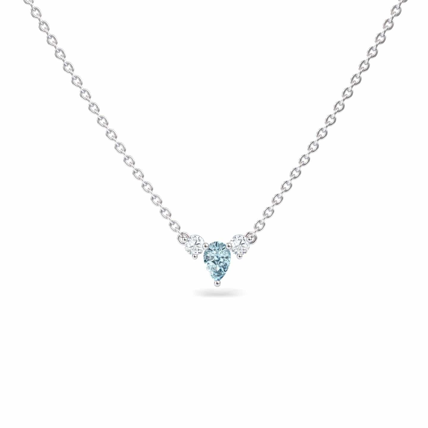 Aquamarine & Diamond Three-Stone Necklace - Jina