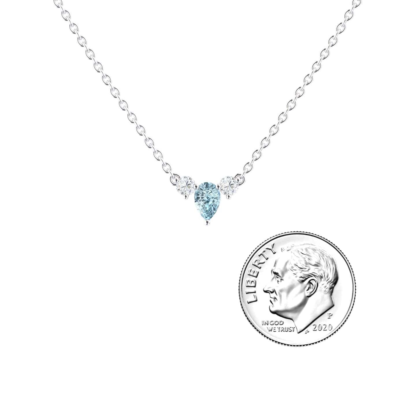 Aquamarine & Diamond Three-Stone Necklace - Jina
