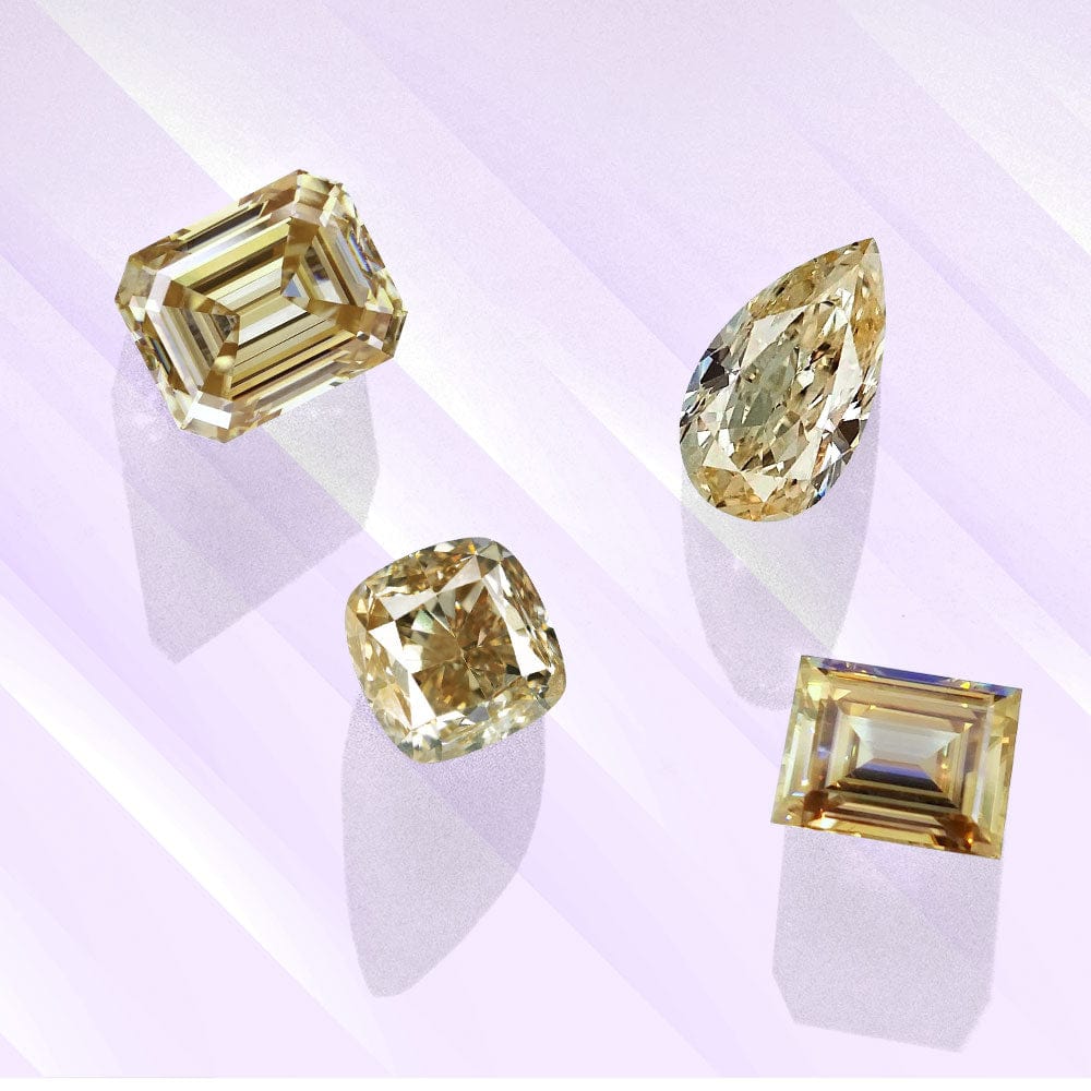 Four brown diamonds of different shapes on a light purple background