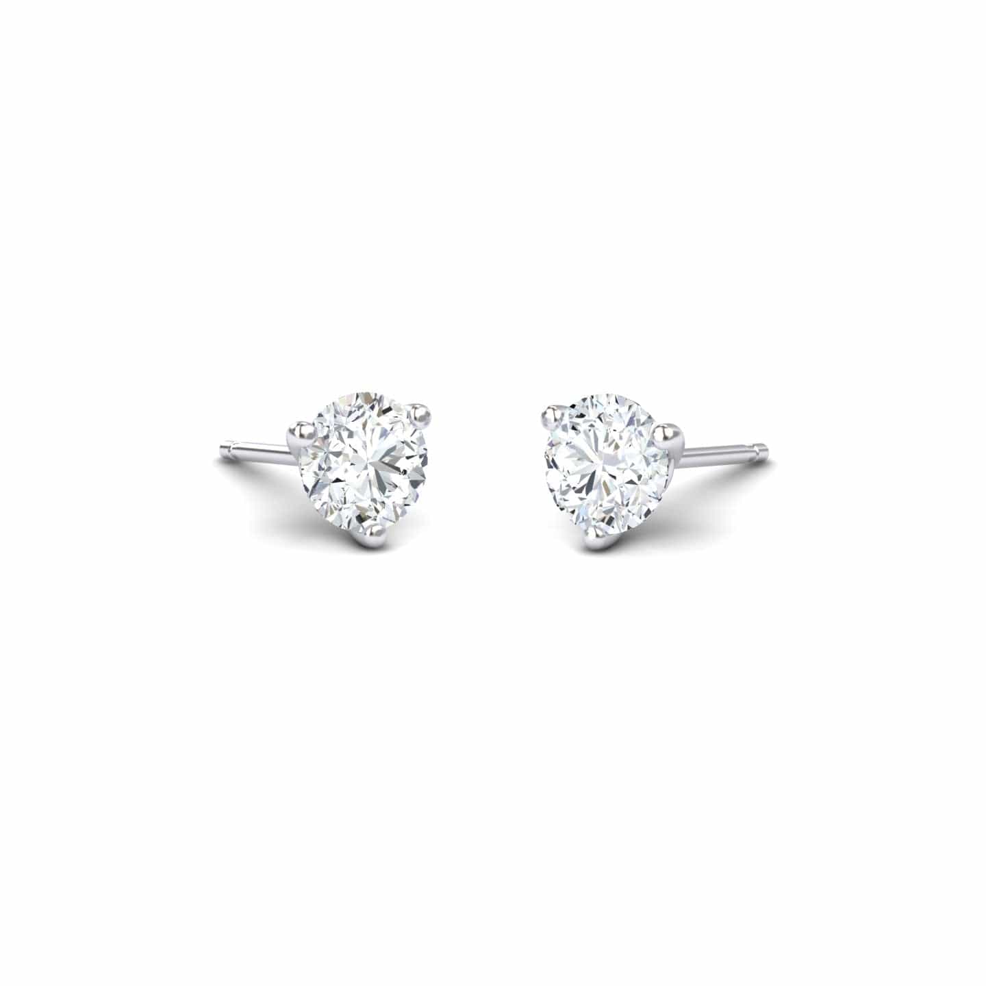 Three-Prong Martini Round Diamond Stud Earrings - Eveline