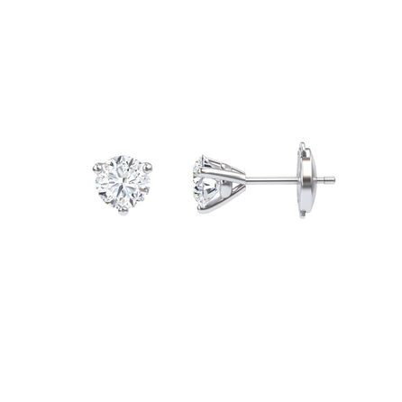 Three-Prong Martini 5mm Diamond Stud Earrings - Eveline