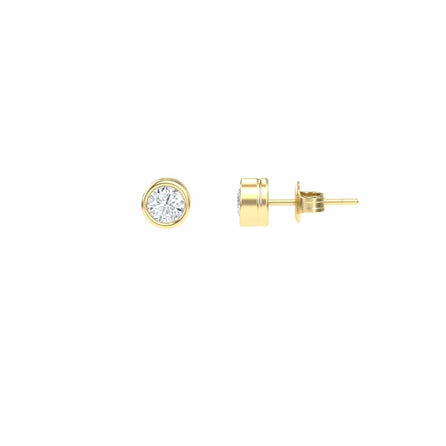 White Diamond 5.4mm Classic Bezel Set Stud Earrings - Ishanvi