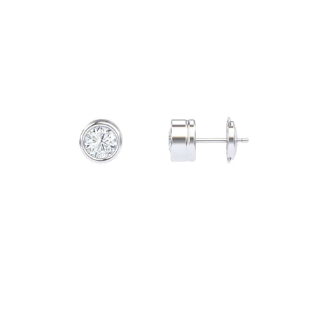 Bezel-Set Round Diamond Stud Earrings - Ishanvi