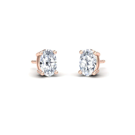 White Diamond 6x4mm Classic Four-Prong Stud Earrings - Lainey