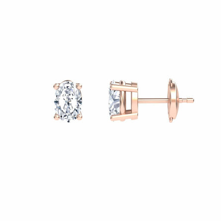 White Diamond 6x4mm Classic Four-Prong Stud Earrings - Lainey