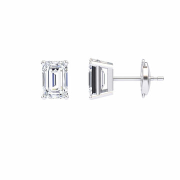 White Diamond 6x4mm Classic Four-Prong Stud Earrings - Jimena
