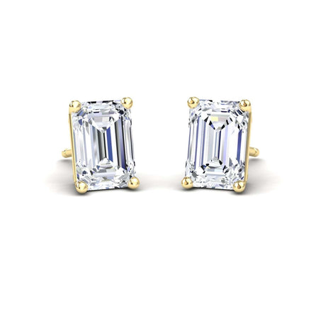 White Diamond 6.5x4.5mm Classic Four-Prong Stud Earrings - Jimena