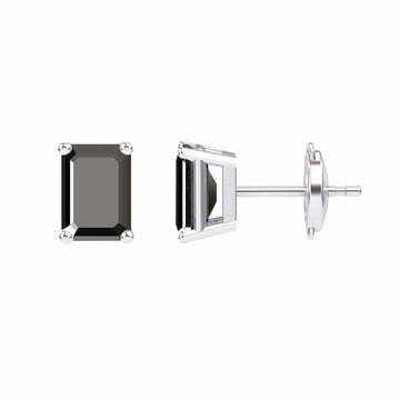 Black Diamond 7x5mm Stud Earrings - Jimena