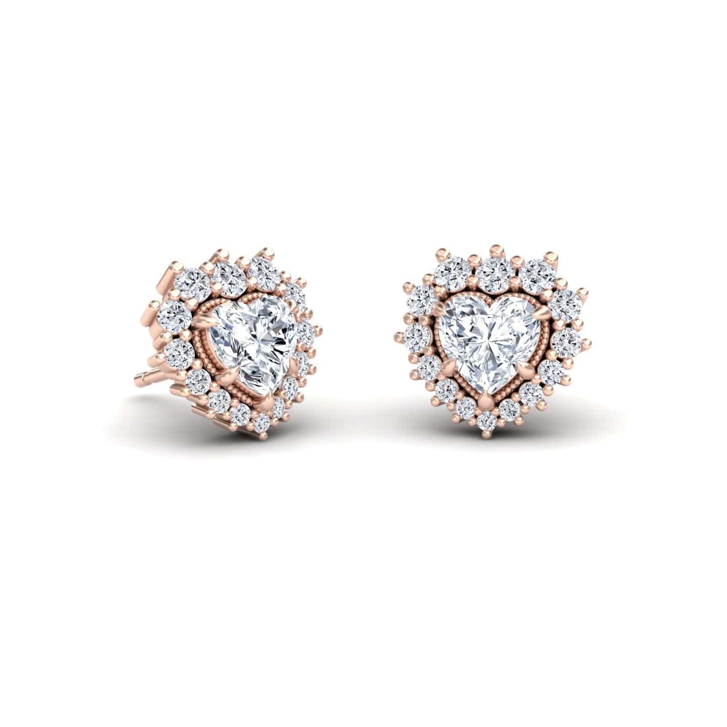 White Diamond  Halo Stud Earrings - Aisling