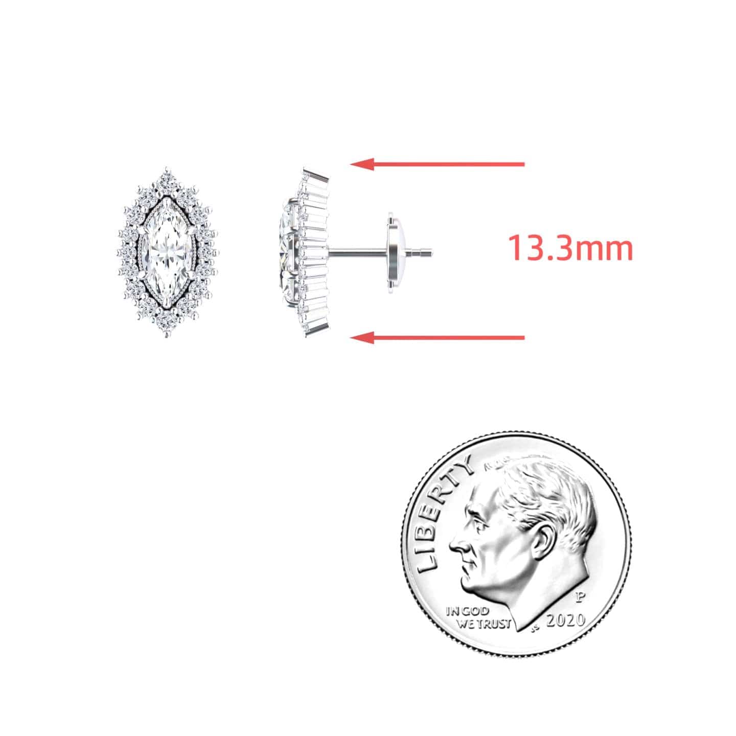 White Diamond  Halo Stud Earrings - Carys