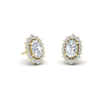 White Diamond  Halo Stud Earrings - Lowri