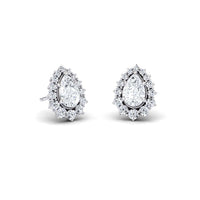White Diamond Halo Stud Earrings  - Vega