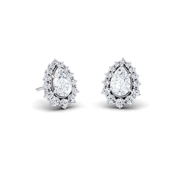 White Diamond Halo Stud Earrings  - Vega