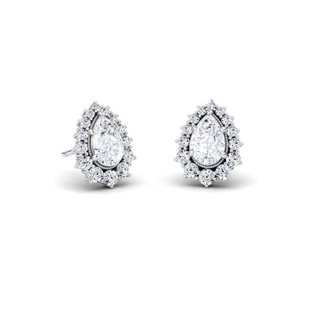 White Diamond Halo Stud Earrings  - Vega