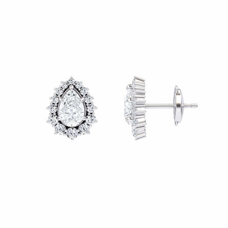 White Diamond Halo Stud Earrings  - Vega