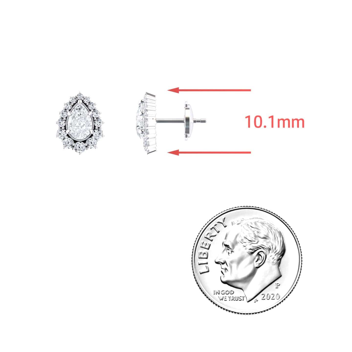 White Diamond Halo Stud Earrings  - Vega
