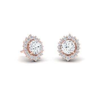 White Diamond Halo Stud Earrings  - Calliope