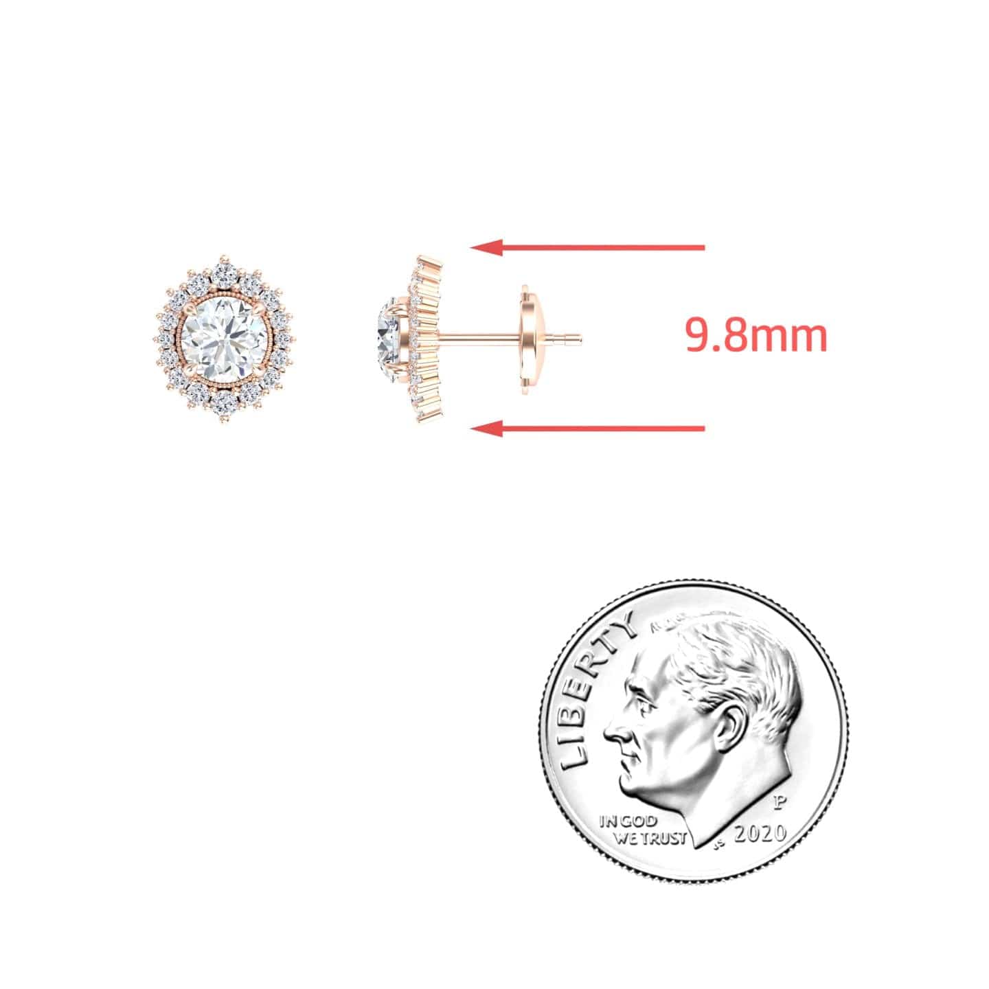 White Diamond Halo Stud Earrings  - Calliope