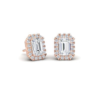 White Diamond 7x5mm Halo Stud Earrings - Maritza