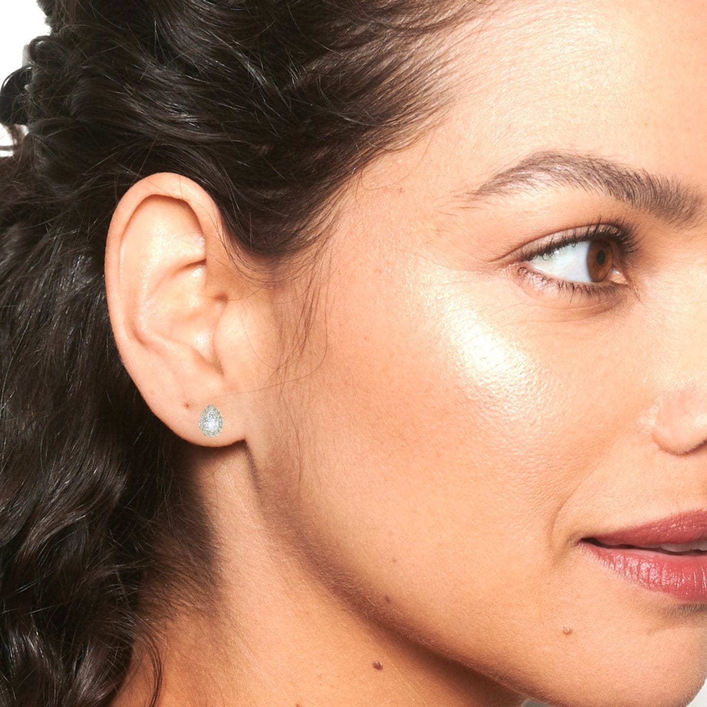 White Diamond Double-Prong Halo Earrings - Maritza