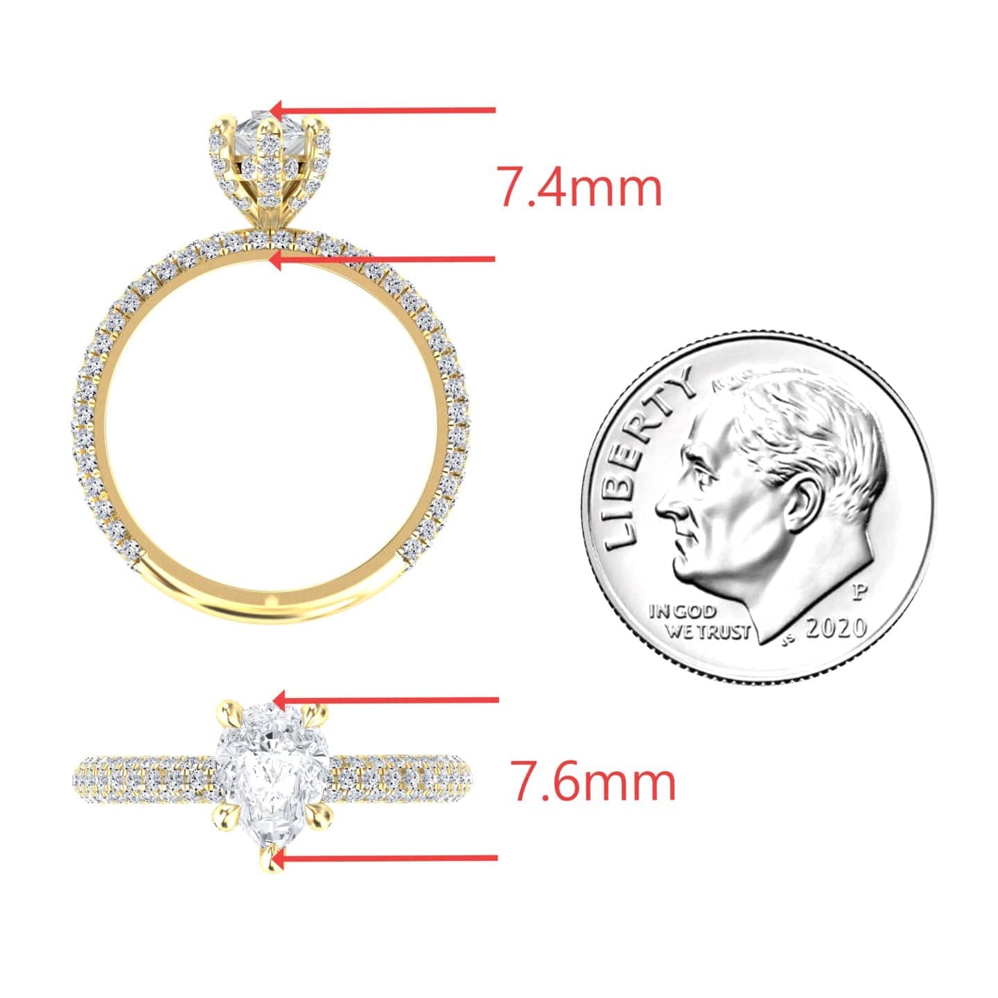White Diamond Hidden Halo Pave Engagement Ring - Chuntao