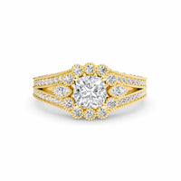 White Diamond Accented Halo Engagement Ring - Phoenix