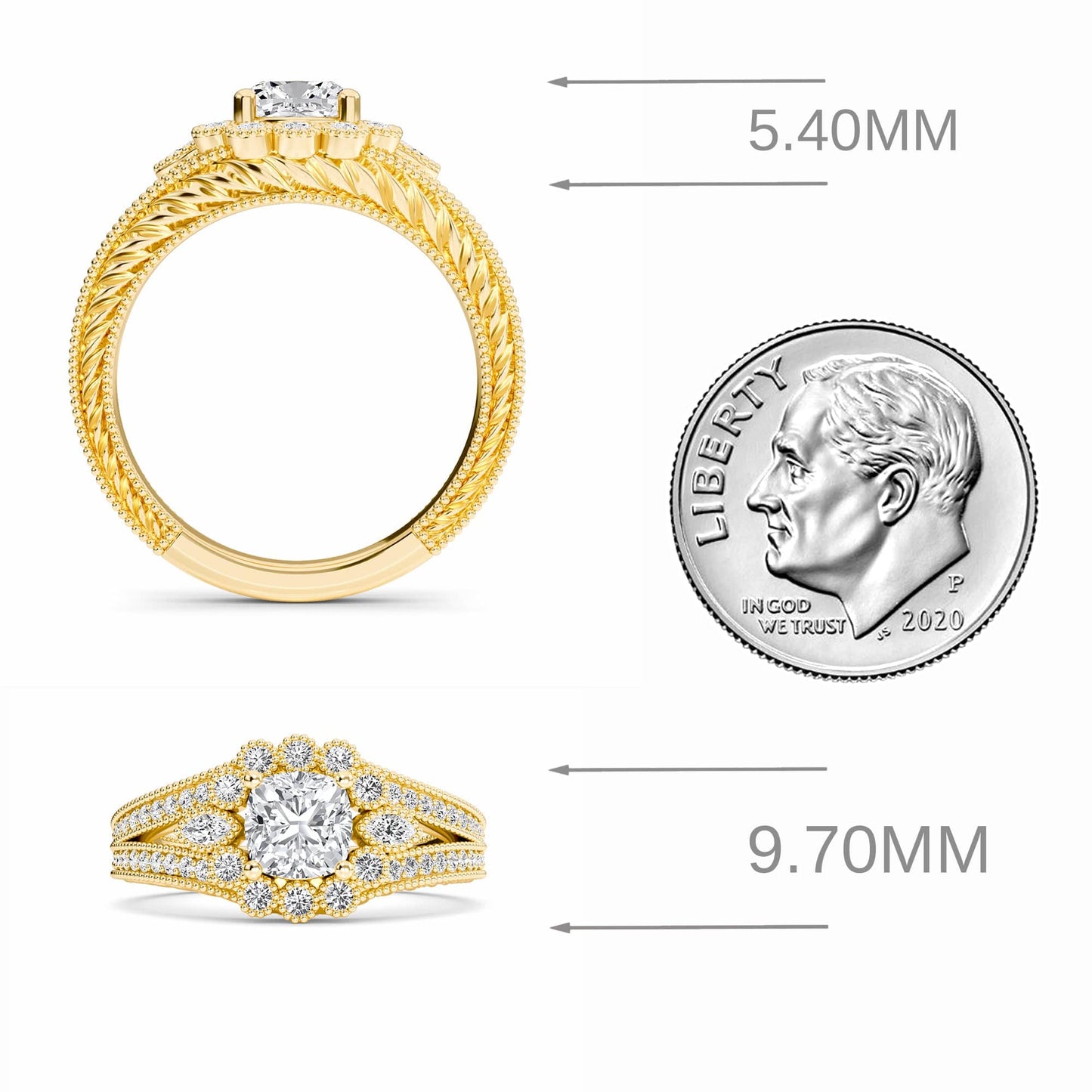 White Diamond Accented Halo Engagement Ring - Phoenix