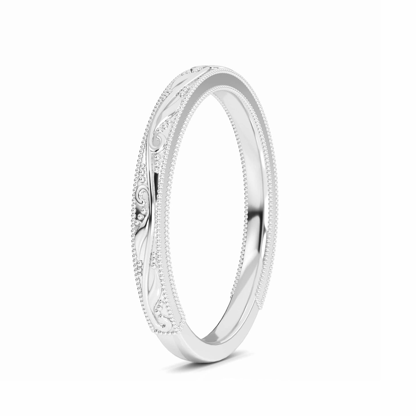 White Diamond Delicate Vine-Inspired Bridal Set Engagement Ring - Adelaide