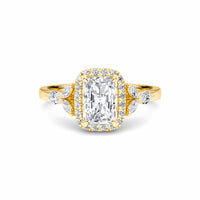 White Diamond Unique Marquise Accent Halo Engagement Ring - Arianna
